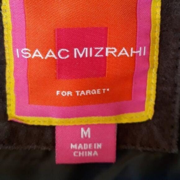 Isaac Mizrahi Leather Suede Jacket Moto Distressed Crinkle Textured Brown Sz M - Picture 3 of 14
